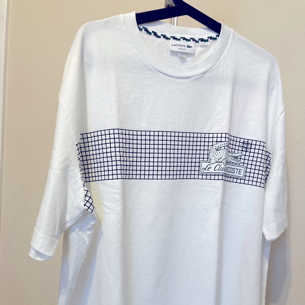 LACOSTE Men’s US XXL loose fit tennis white t-shirt